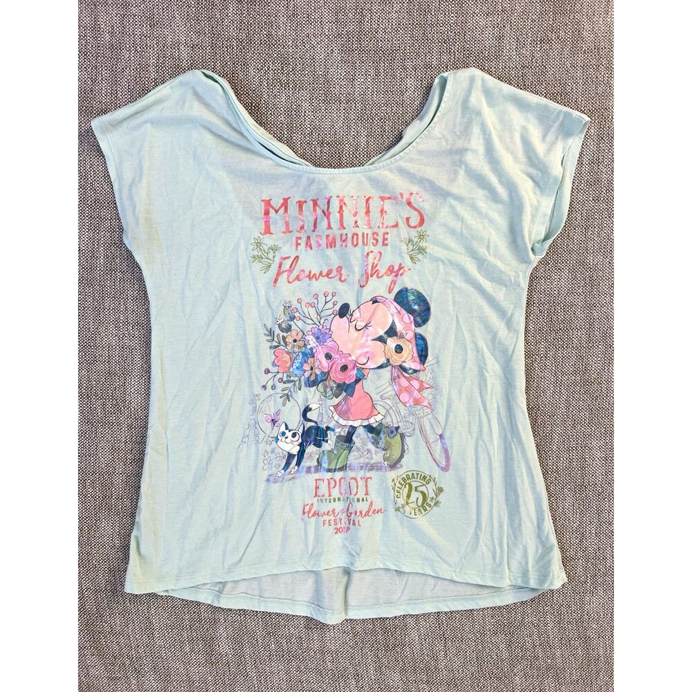 Disney Parks EPCOT Flower & Garden Festival 2018 Minnie Mouse T-Shirt L Blue